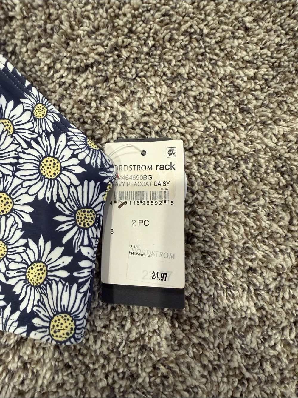 Melrose and Market Bikini Top Size 8 Navy Daisy Floral Halter UPF 50+ NWT